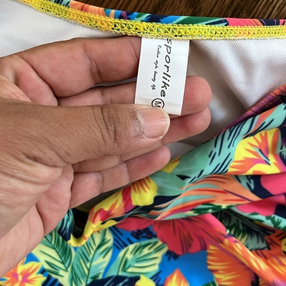 SPORLIKE Women High Waisted Swimsuit Flounce Straps Bikini Bathing Suit * NWOT - Picture 6 of 8